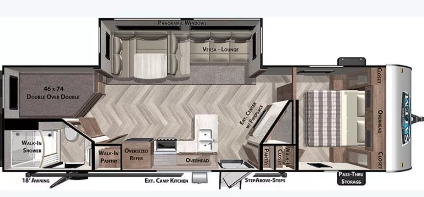 33' 2022 Forest River Salem 26DBUD w/2 Slides - Bunk House Floorplan