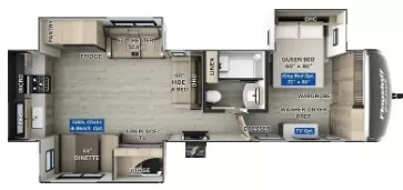 36' 2025 Forest River Flagstaff Classic 832RKSB w/3 Slides Floorplan