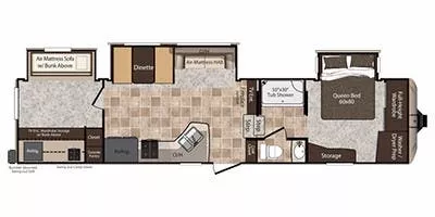 37' 2013 Keystone Montana High Country 338DB w/3 Slides - Bunk House Floorplan