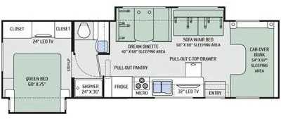 32' 2015 Thor Chateau 31L w/2 Slides Floorplan