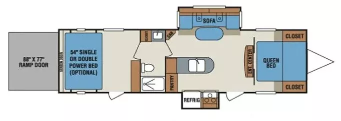 35' 2015 Kz Mxt MXT319 w/2 Slides - Toy Hauler Floorplan
