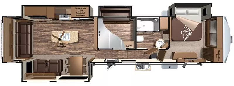 42' 2017 Highland RV Roamer 371MBH w/4 Slides - Bunk House Floorplan