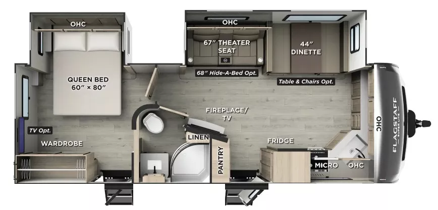 30' 2020 Forest River Flagstaff Super Lite 26FKBS w/2 Slides Floorplan