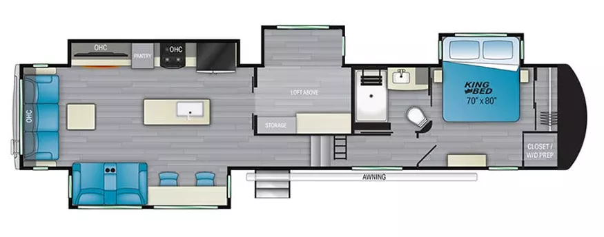 43' 2023 Heartland Bighorn 3880MD w/4 Slides Floorplan