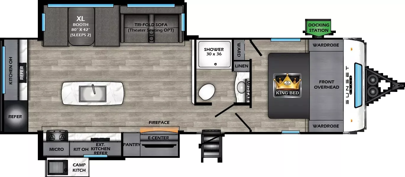 32' 2023 Crossroads Super Trail Super Lite 285CK w/2 Slides Floorplan