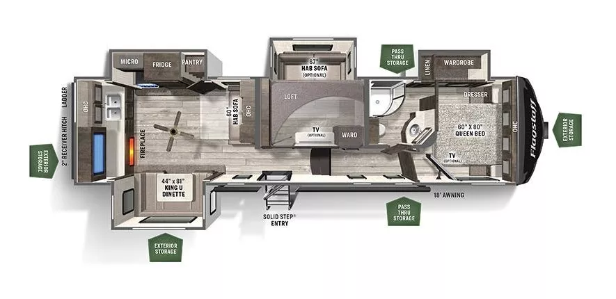 36' 2021 Forest River Flagstaff Super Lite 529MBS w/4 Slides - Bunk House Floorplan