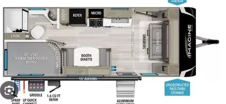 26' 2020 Grand Design Imagine 22MLE w/Slide Floorplan
