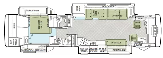 40' 2010 Tiffin Phaeton 40QTH 360hp Cummins w/4 Slides Floorplan