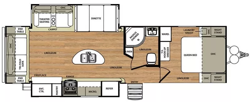 34' 2016 Forest River Heritage Glen Lite 272RL w/2 Slides Floorplan