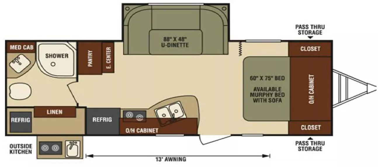 26' 2018 Venture RV Sonic 220VRB w/Slide Floorplan