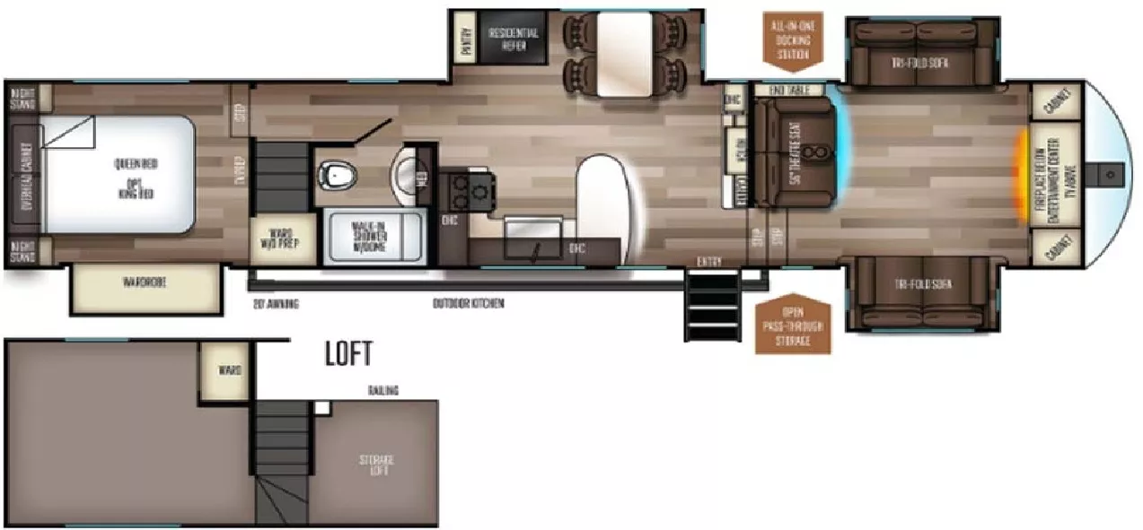42' 2022 Forest River Sabre Cobalt 37FLL w/4 Slides - Bunk House Floorplan
