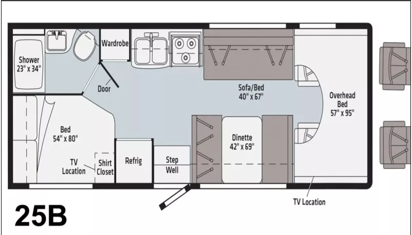 26' 2018 Winnebago Minnie Winnie 25B FORD Floorplan