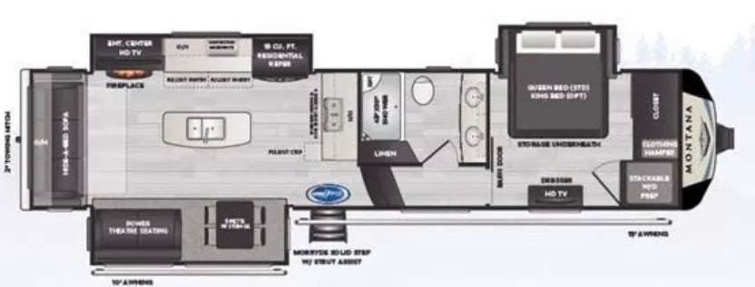 37' 2021 Keystone Montana 3231CK w/3 Slides Floorplan