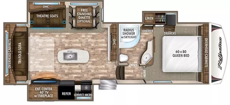 31' 2018 Grand Design Reflection 29RS w/3 Slides Floorplan