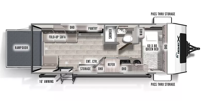 24' 2023 Forest River Ibex 19QTH - Toy Hauler Floorplan