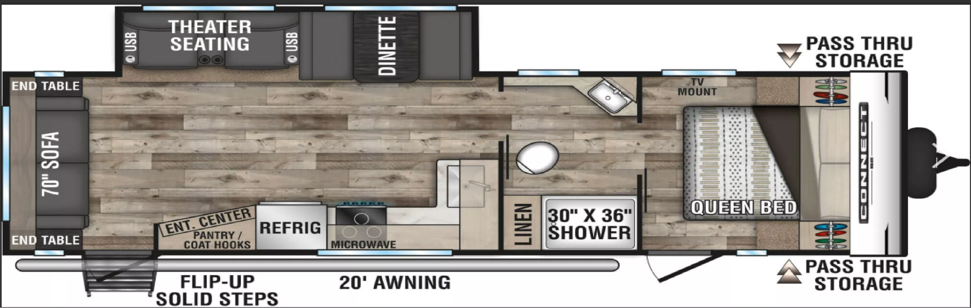 32' 2021 Kz Connect 281RLSE w/Slide Floorplan