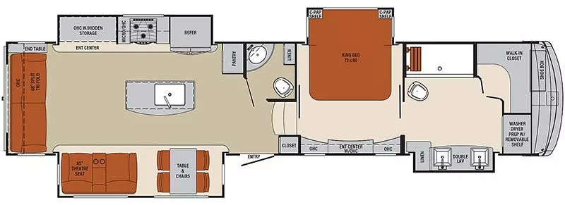 42' 2022 Forest River Columbus C 383FBC w/4 Slides Floorplan