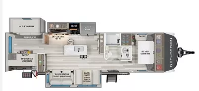 37' 2017 Grand Design Reflection 312BHTS w/3 Slides - Bunk House Floorplan