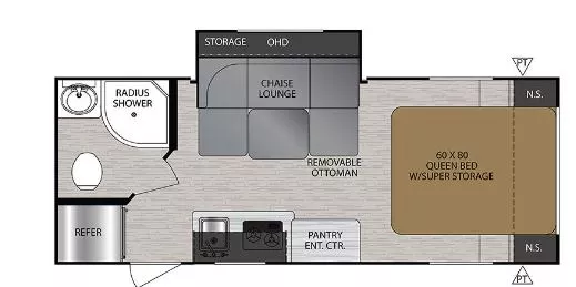 22' 2019 Forest River No Boundaries 19.5 SERIES w/Slide Floorplan