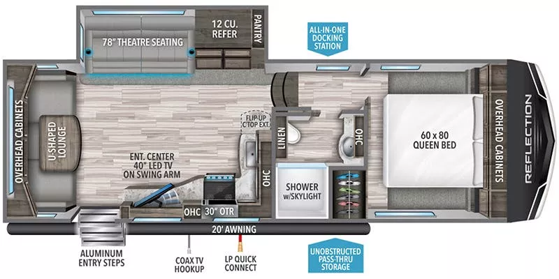 30' 2020 Grand Design Reflection 260RD w/Slide Floorplan