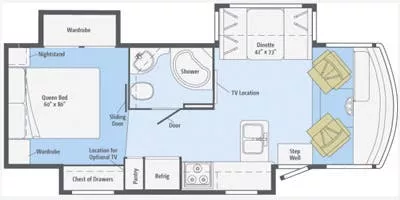 29' 2013 Itasca Sunstar 27N w/3 Slides Floorplan