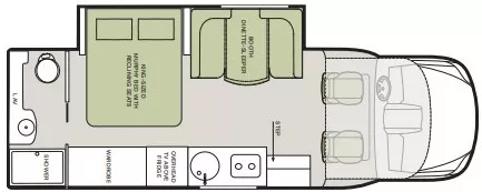 26' 2026 Tiffin Wayfarer 25RW w/Slide Floorplan