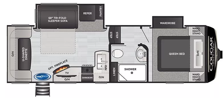 29' 2021 Keystone Cougar 24RDS w/2 Slides Floorplan