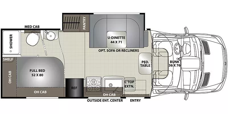 25' 2019 Coachmen Prism M-24 EJ w/Slide Floorplan
