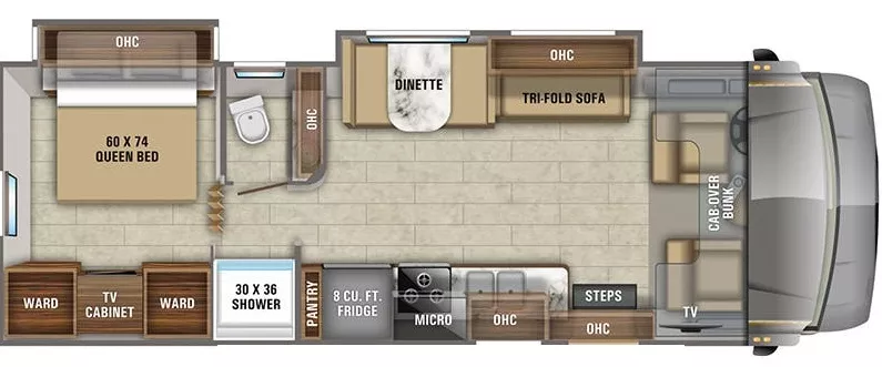 32' 2020 Jayco Greyhawk 29MV w/2 Slides Floorplan