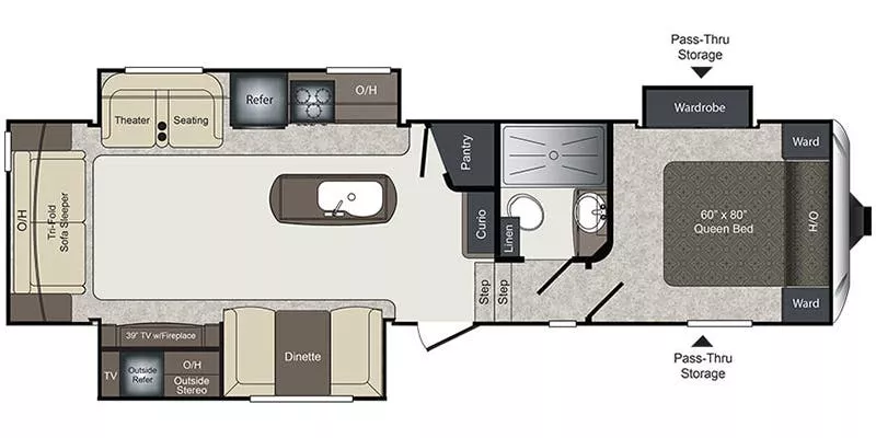 34' 2017 Keystone Laredo Super Lite 298SRL w/3 Slides Floorplan