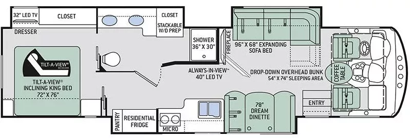 38' 2019 Thor Challenger 37YT w/3 Slides Floorplan