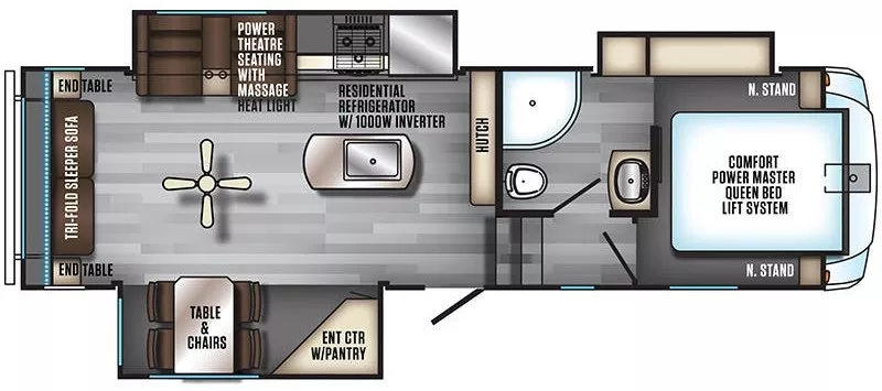 30' 2018 Forest River Arctic Wolf 285DRL4 w/3 Slides Floorplan