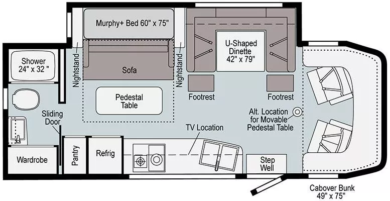 26' 2022 Winnebago View 24D w/Slide Floorplan