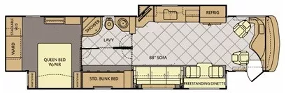 41' 2012 Fleetwood Discovery 40G 380hp Cummins w/2 Slides - Bunk House Floorplan