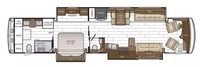 44' 2018 Newmar Dutch Star 4369 450hp Cummins w/3 Slides Floorplan