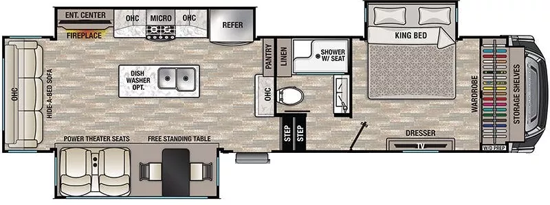 35' 2021 Forest River Cedar Creek 311RL w/3 Slides Floorplan