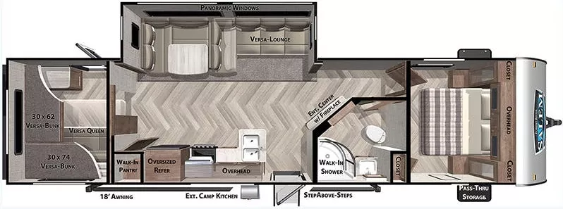 36' 2021 Forest River Salem 29VBUD w/Slide - Bunk House Floorplan