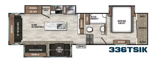 37' 2020 Forest River Chapparal 336TSIK w/3 Slides Floorplan