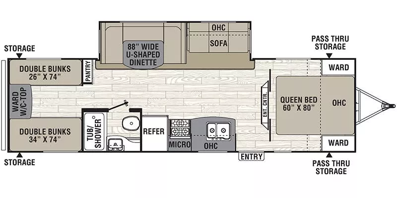 33' 2017 Forest River Coachman Freedom Express SE 29SE w/Slide - Bunk House Floorplan