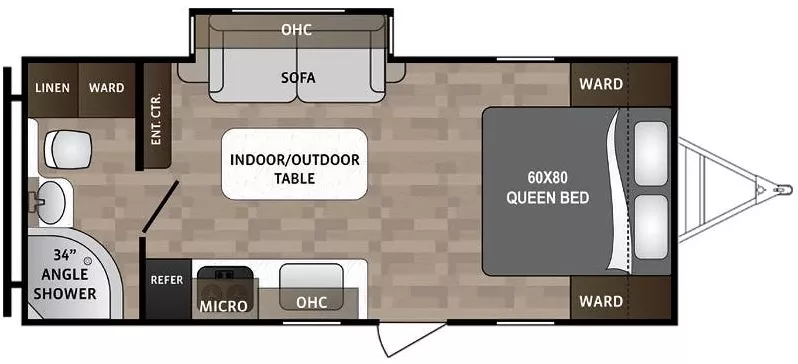 23' 2020 Dutchmen Kodaik Cub 185MB w/Slide Floorplan