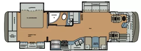 35' 2018 Forest River Berkshire 34QS 360hp Cummins w/4 Slides Floorplan