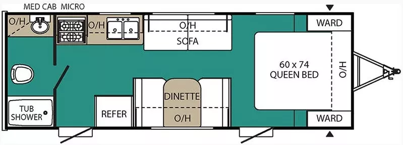 25' 2017 Forest River Coachman Clipper 21FQ Floorplan