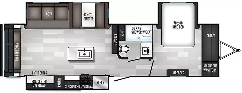 36' 2021 Forest River Solaire 316RLTS w/3 Slides Floorplan