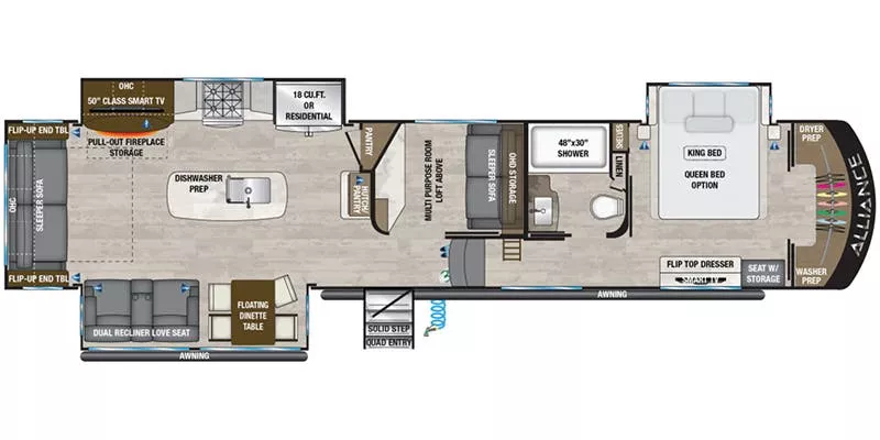 41' 2022 Alliance RV Paradigm 390MP w/3 Slides Floorplan