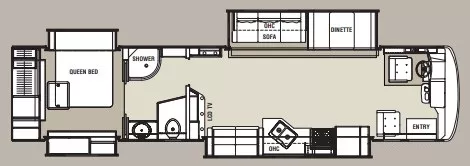 41' 2015 Coachmen Cross Country Sportscoach 405FK 340hp Cummins w/4 Slides Floorplan