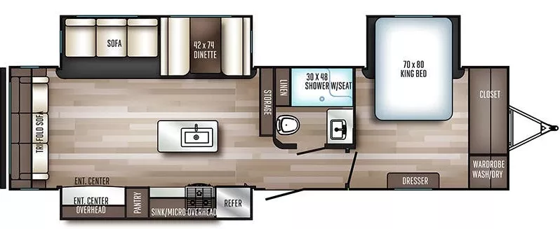 35' 2019 Forest River Solaire 316RLTS w/3 Slides Floorplan