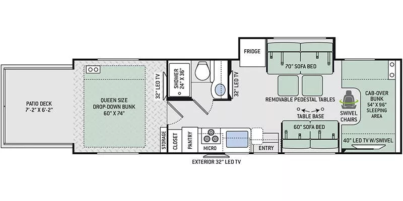 31' 2019 Thor Outlaw 29J w/Slide - Toy Hauler Floorplan