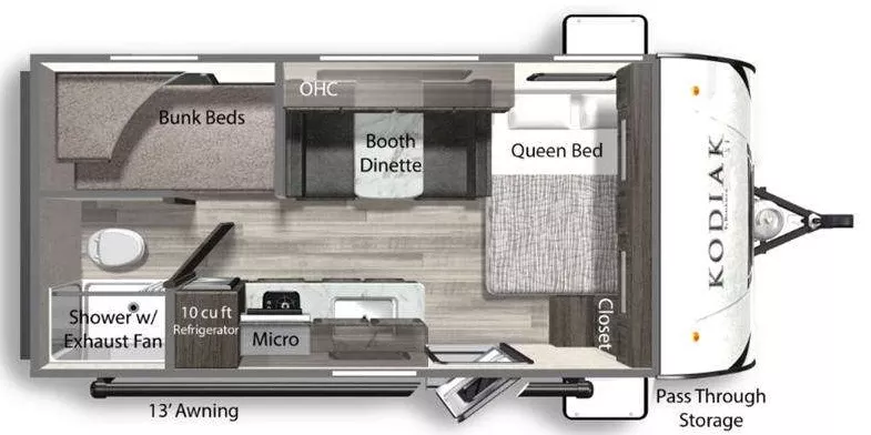 21' 2025 Dutchmen Kodiak 17SBH - Bunk House Floorplan