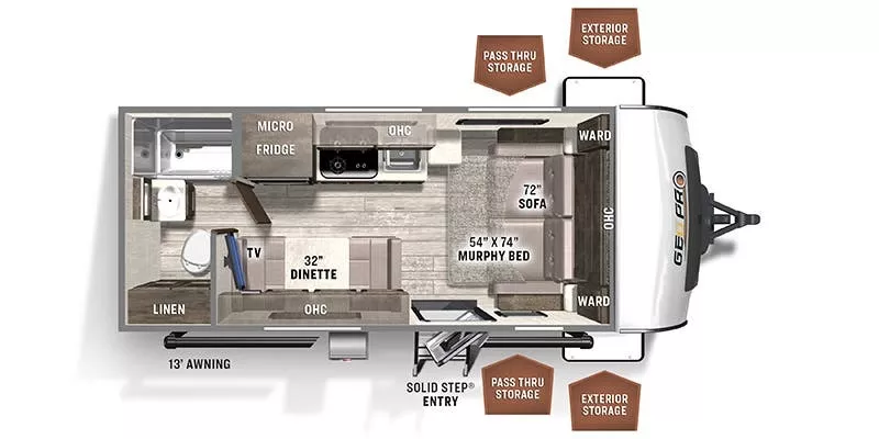 20' 2021 Forest River Rockwood Geo Pro 19FD Floorplan