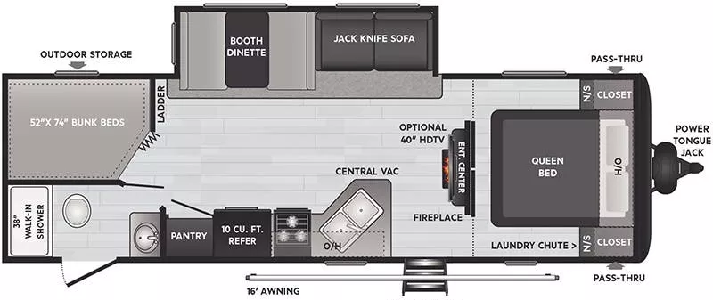 30' 2021 Keystone Hideout 272BH w/Slide Floorplan